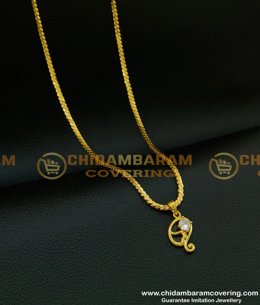 Buy Fashionable Single White Stone Dollar Baby Gold Chain Design